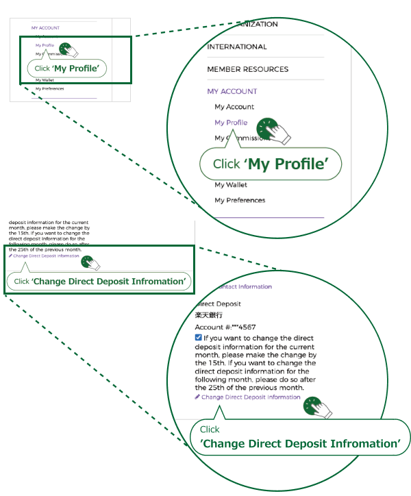 Click on ‘My Profile’ and then click on ‘Change Direct Deposit Infromation’.