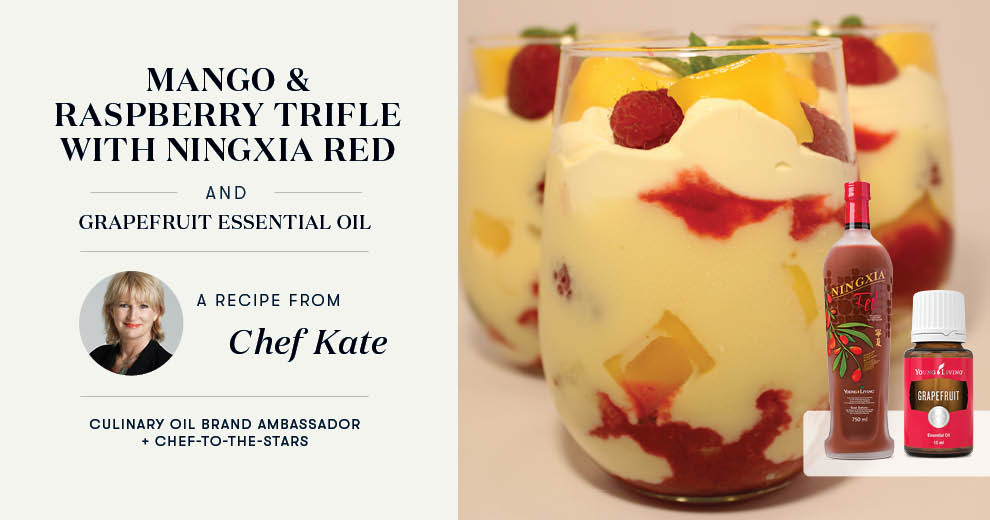 Mango and Raspberry Trifle with NingXia Red and Grapefruit Essential Oil