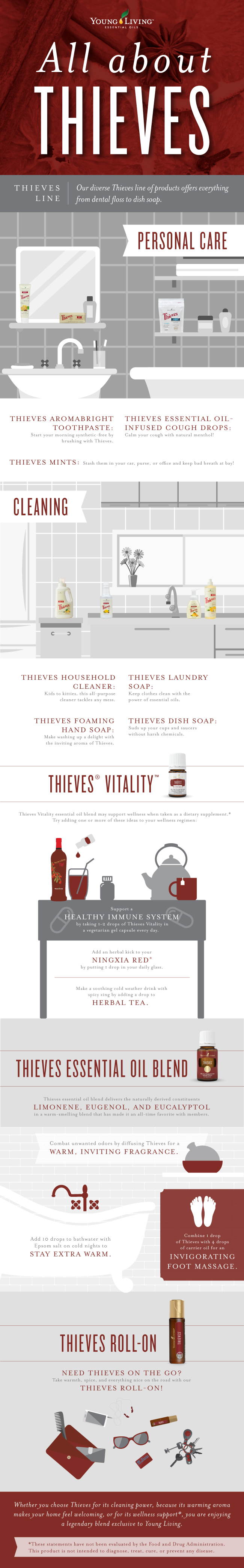 All about Thieves essential oil infographic | Young Living essential oil